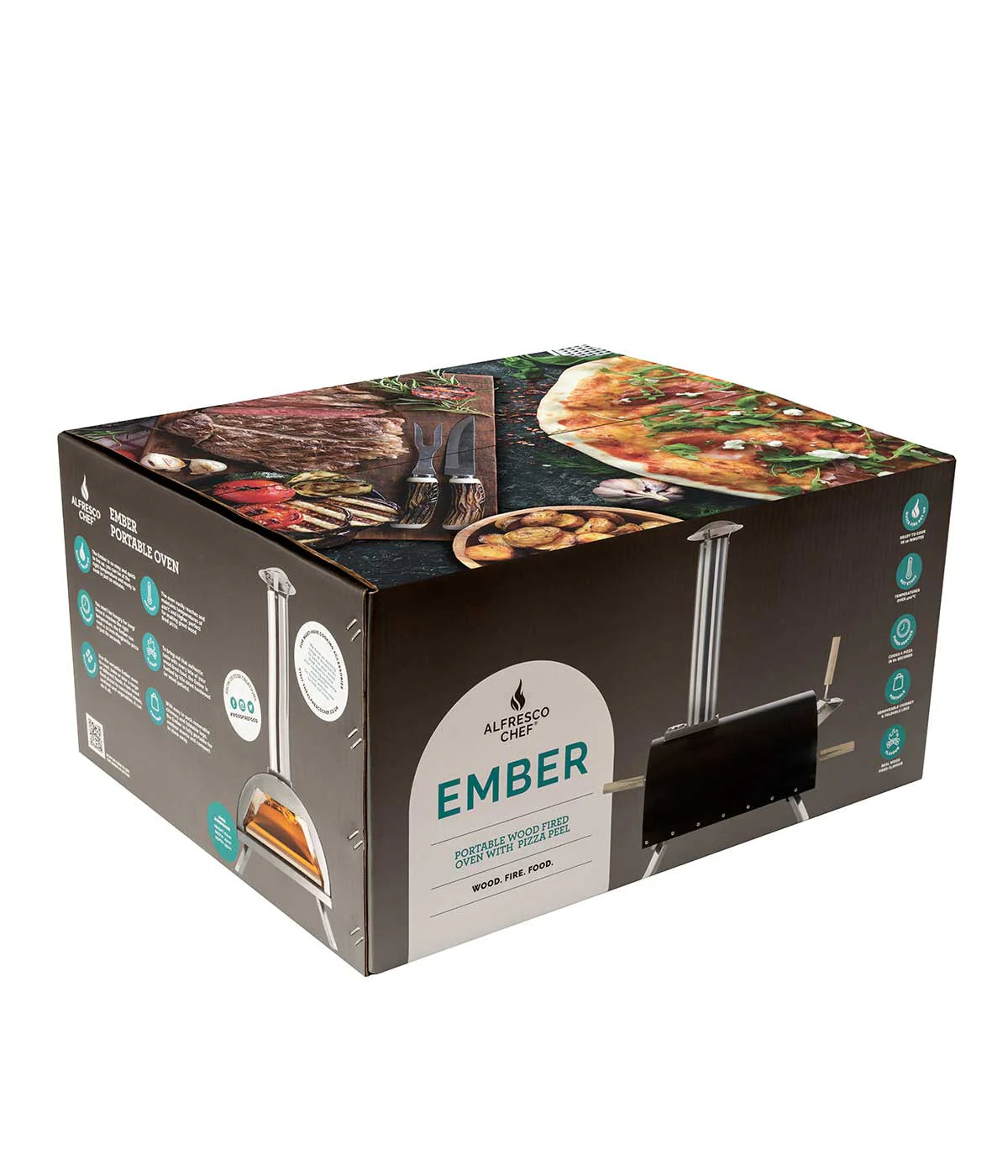 Alfresco Chef Ember Oven with Peel Pizza Oven Wood fired Oven Black EMBROVNWEB - Luxury Equipment Online