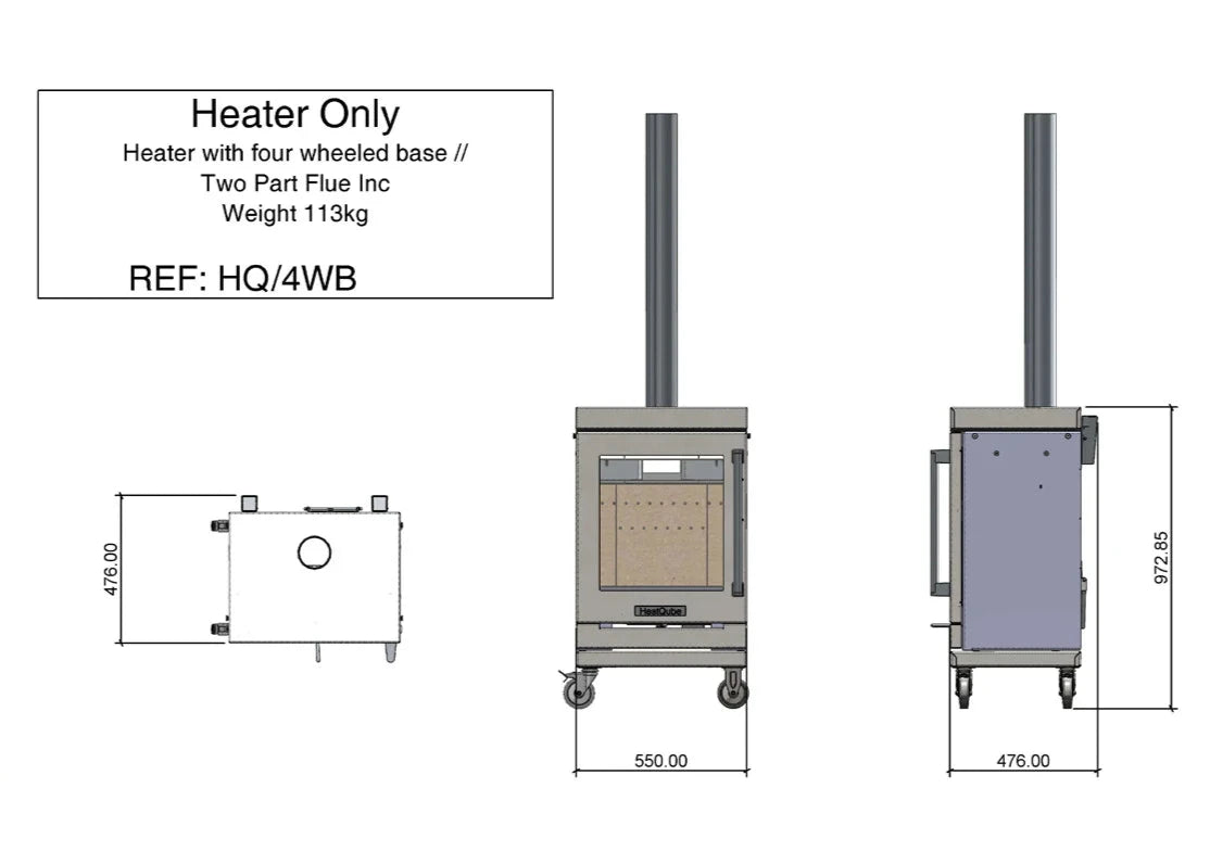 BBQube HeatQube Outdoor Wood Burning Stove Wheel base
