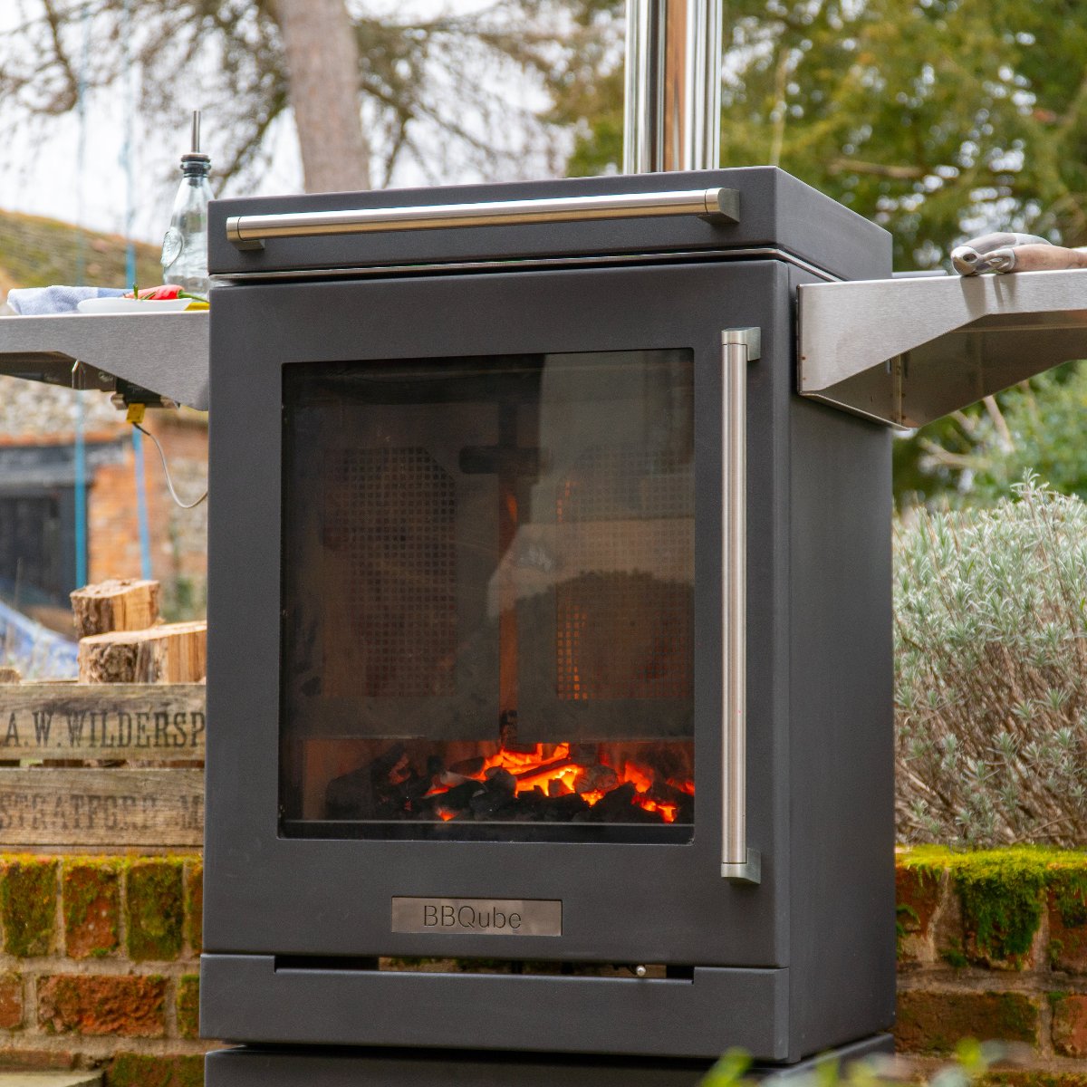 BBQube Outdoor Wood Burning Grill & Heater - 2-Wheel Base