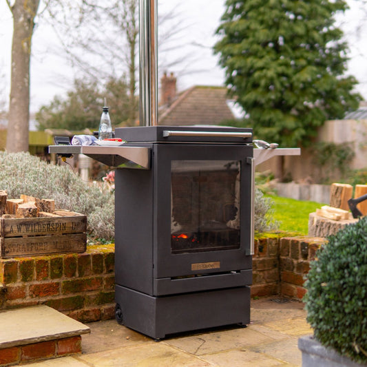 BBQube Outdoor Wood Burning Grill & Heater - 2-Wheel Base