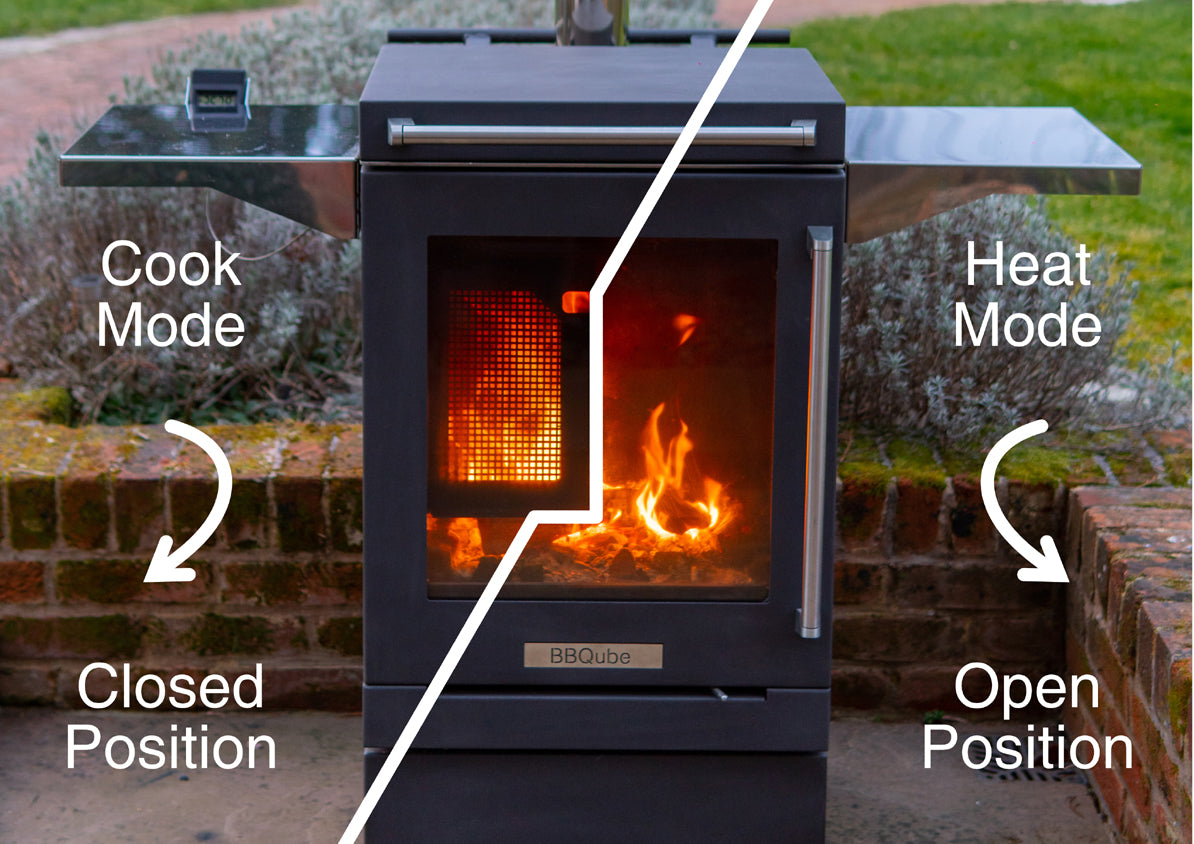 BBQube Outdoor Wood Burning Grill & Heater - 2-Wheel Base