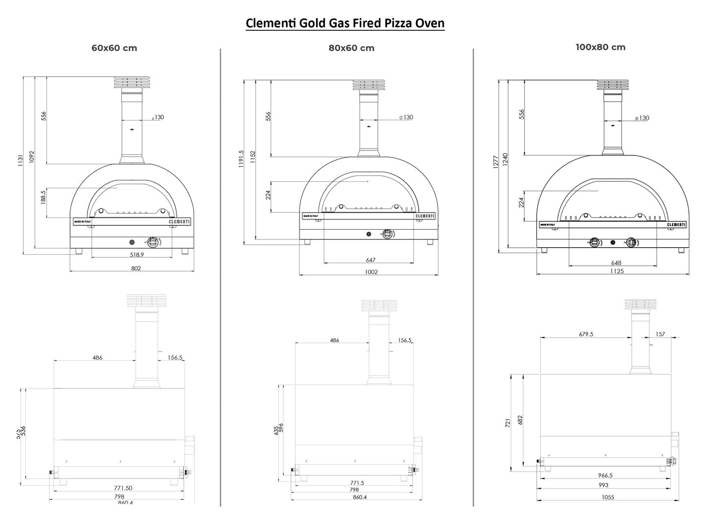 Clementi Gold Gas Fired Pizza Oven
