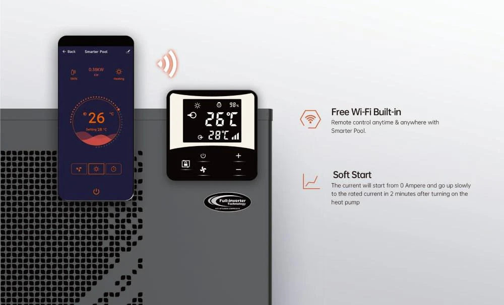 H2O Hottubs HPH13 12.8kW Full Inverter Heat Pump For Swim Spas