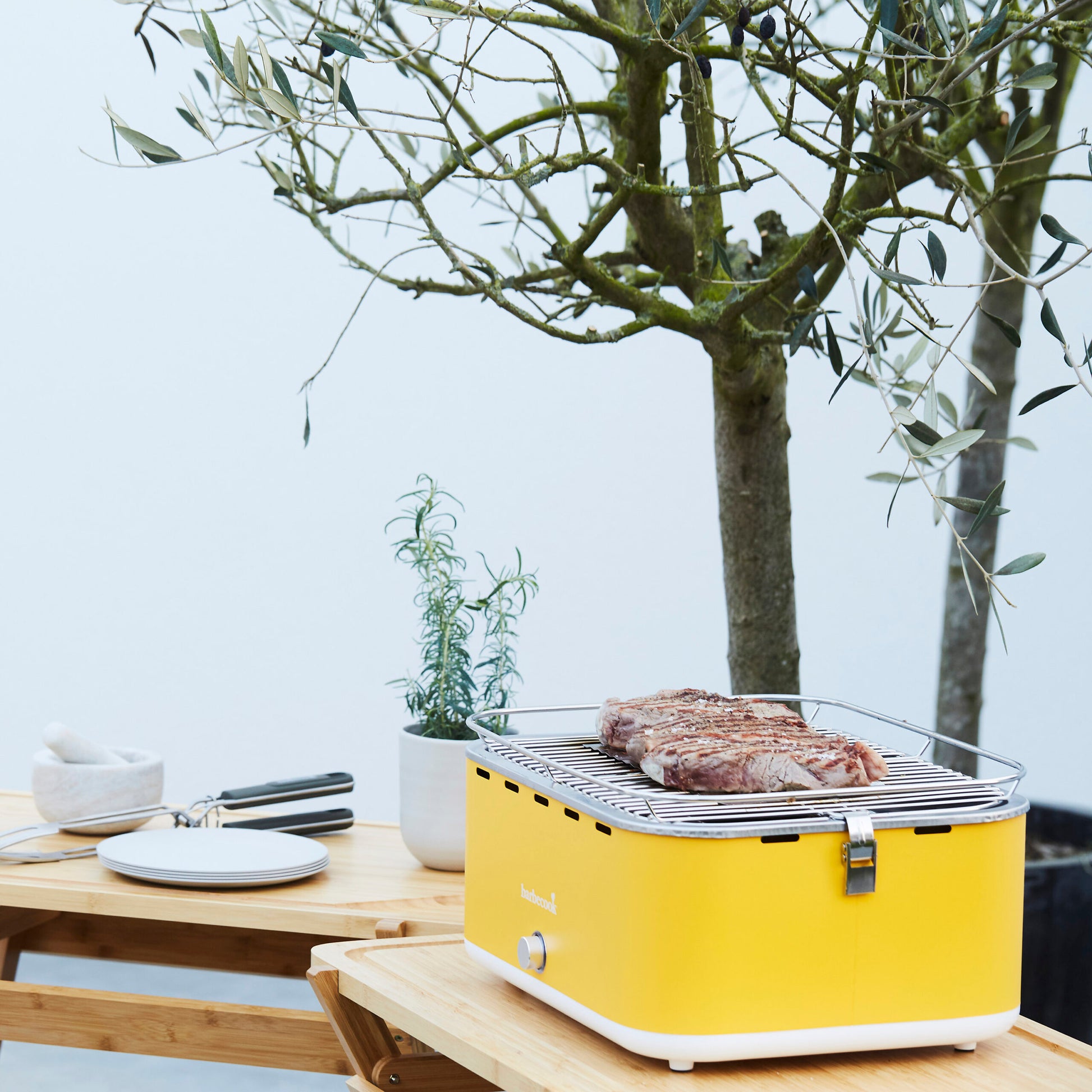 Barbecook Carlo charcoal table grill Sunshine Yellow 44x33x21cm outdoor