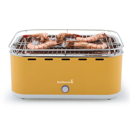 Barbecook Carlo charcoal table grill Sunshine Yellow 44x33x21cm prawns