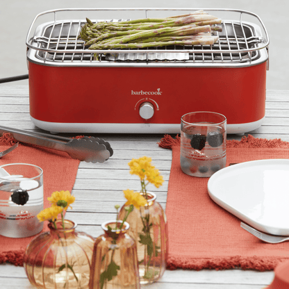 Barbecook E-Carlo Electric Table Grill in Red on table
