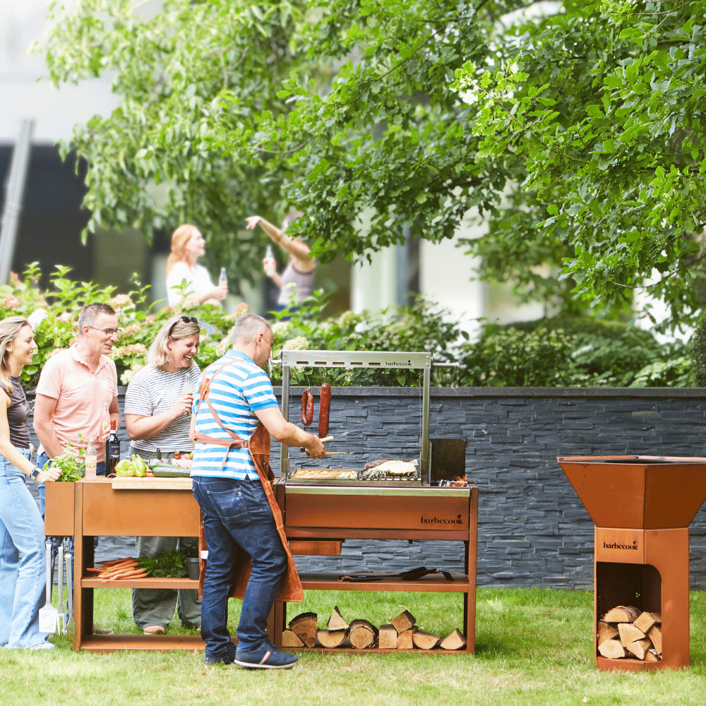 Barbecook Pedro Asado in Corten and Stainless Steel in outdoor party