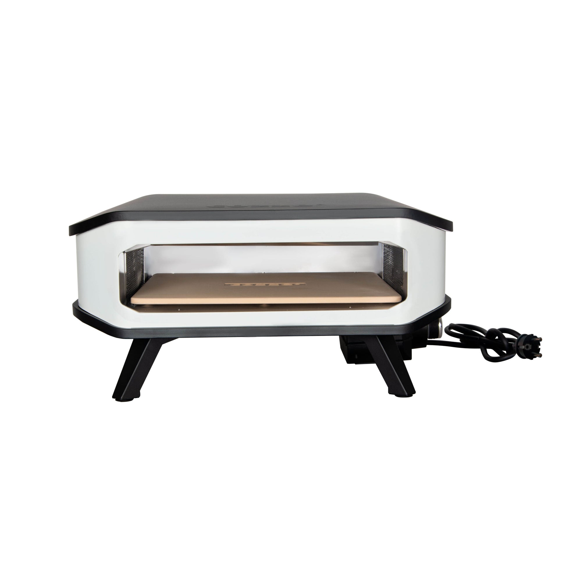 Cozze 17″ electric pizza oven with pizza stone open