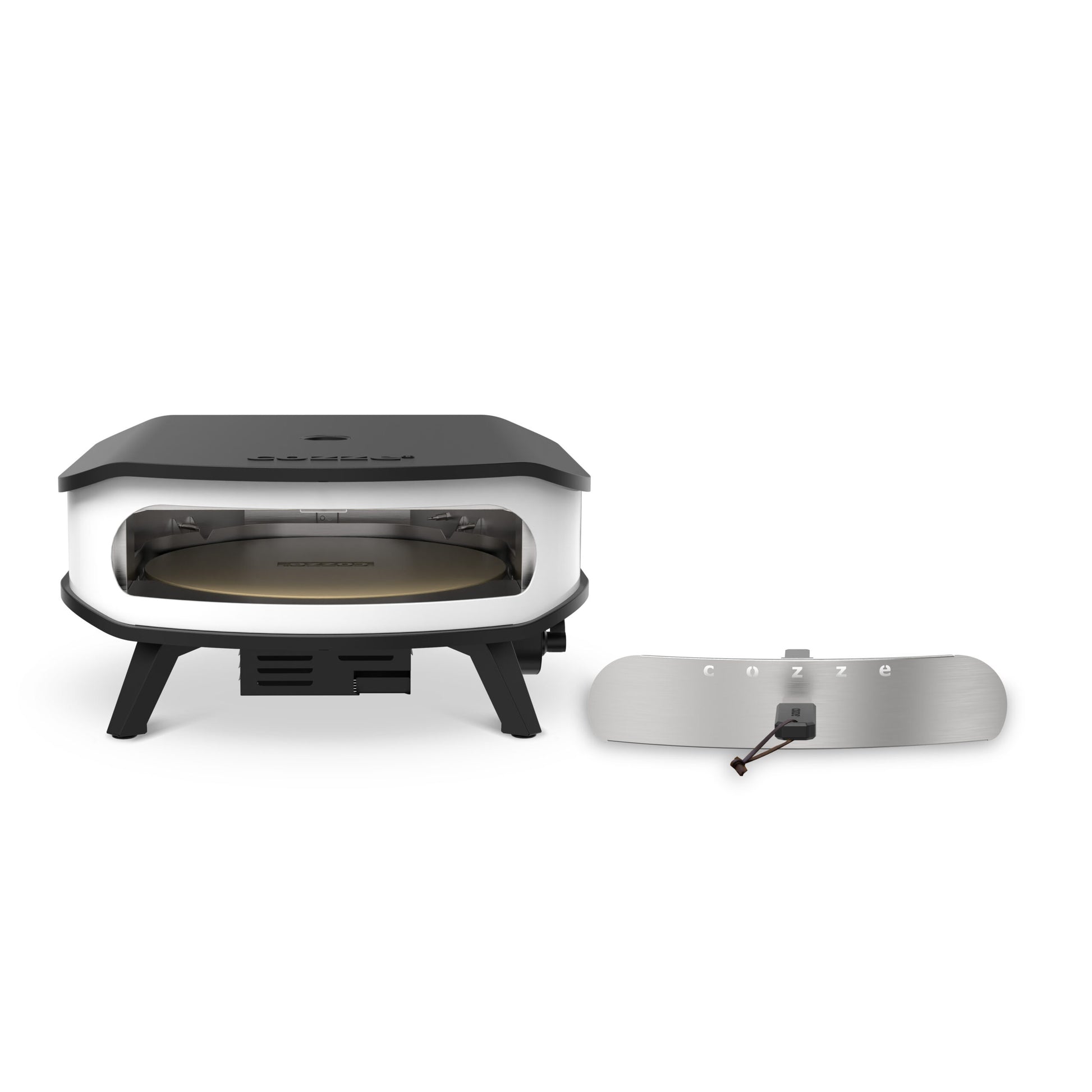 Cozze 17″ pizza oven with rotating stone and door
 lid