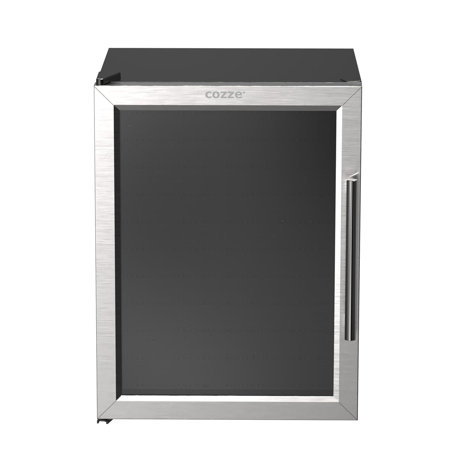 Cozze Fridge w/steel frame and glass front, 60 litres front