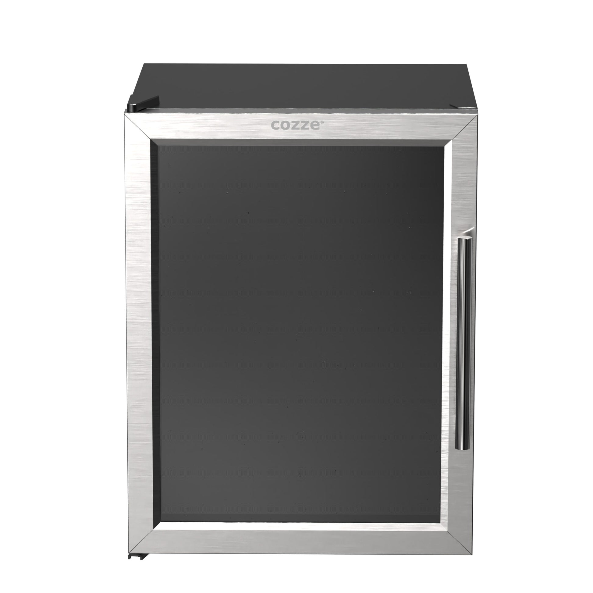 Cozze Fridge w/steel frame and glass front, 60 litres front