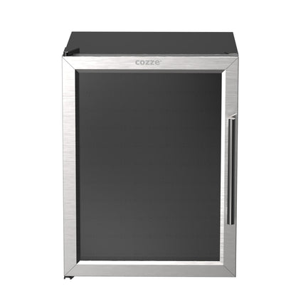 Cozze Fridge w/steel frame and glass front, 60 litres front