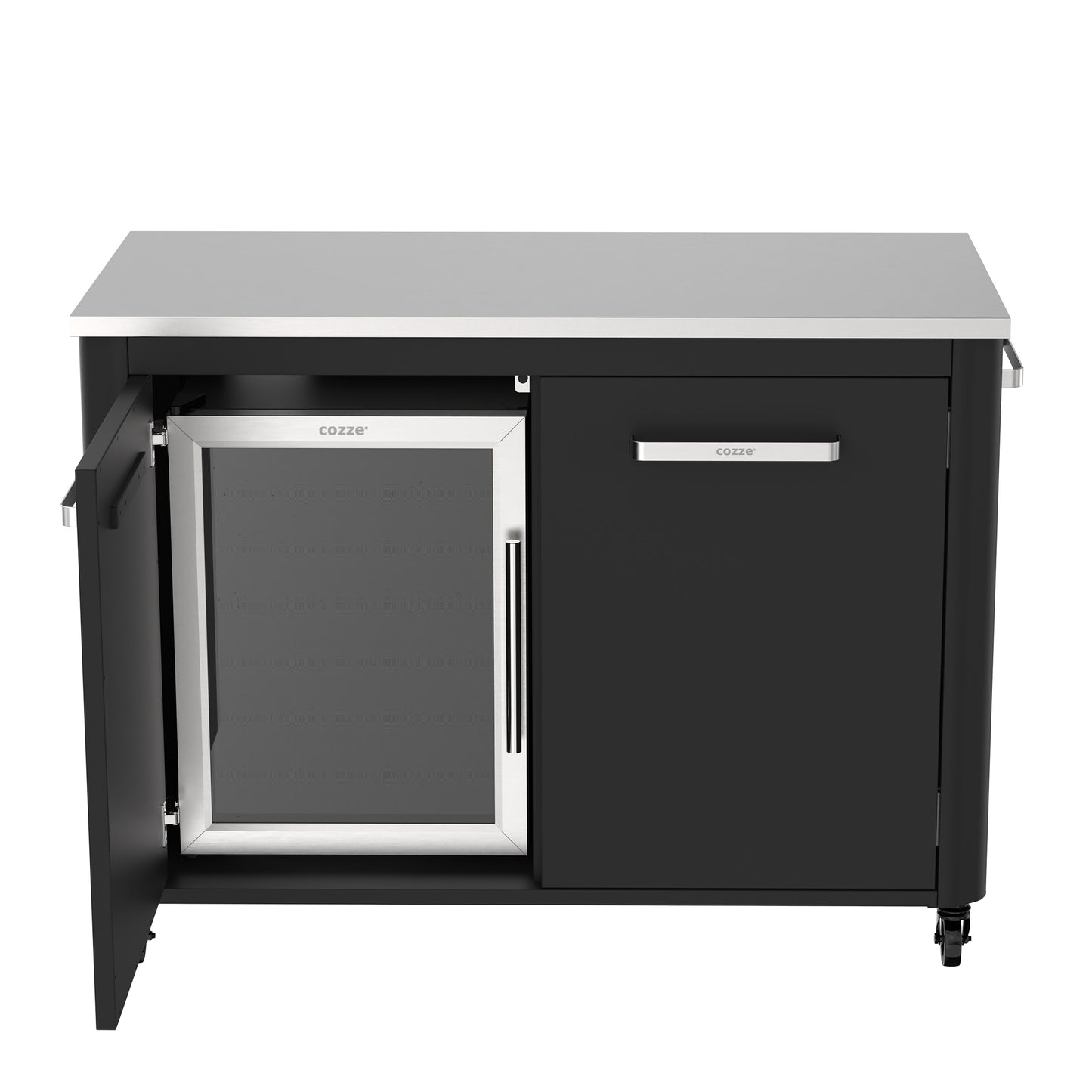 Cozze Fridge w/steel frame and glass front, 60 litres in shelf
