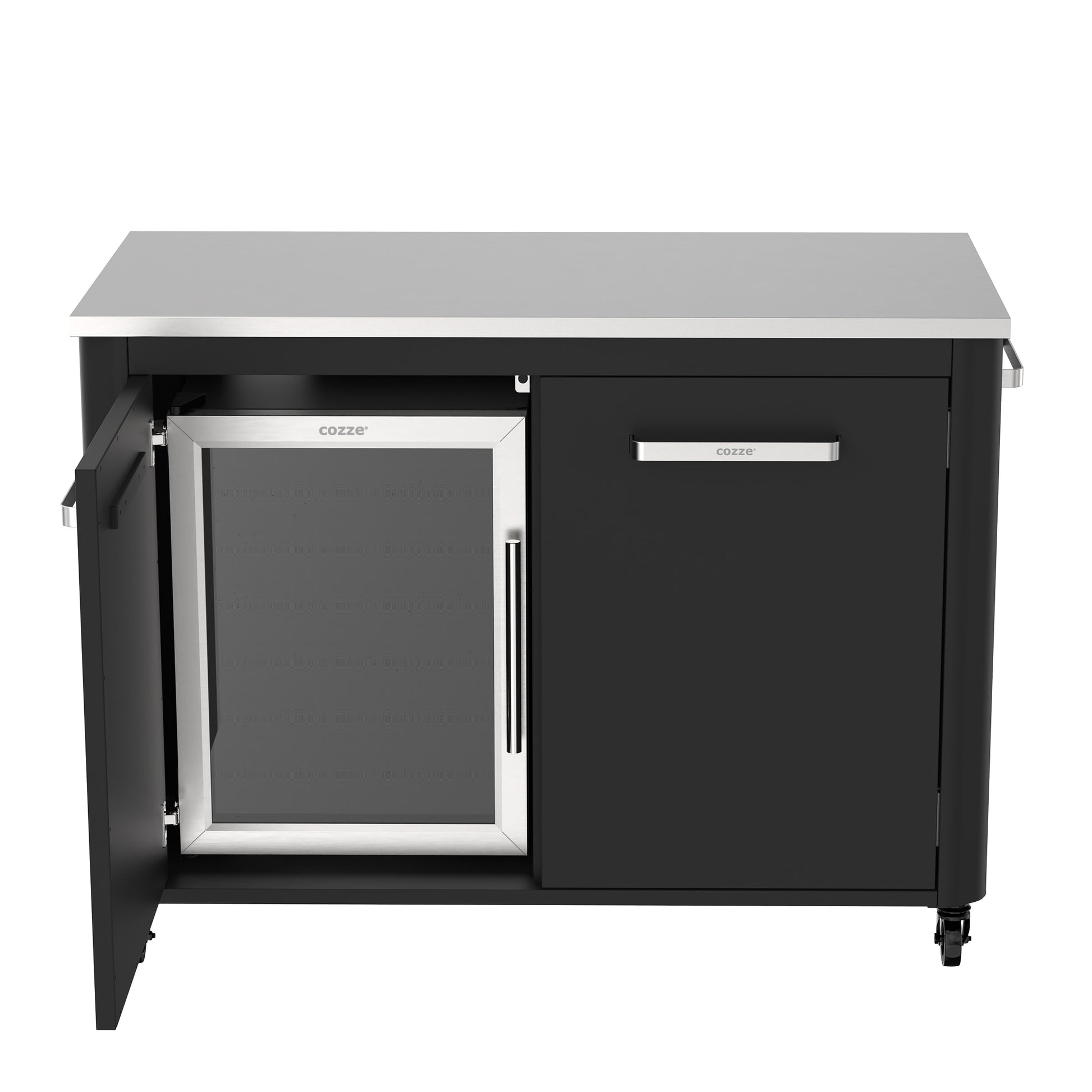 Cozze Fridge w/steel frame and glass front, 60 litres in shelf