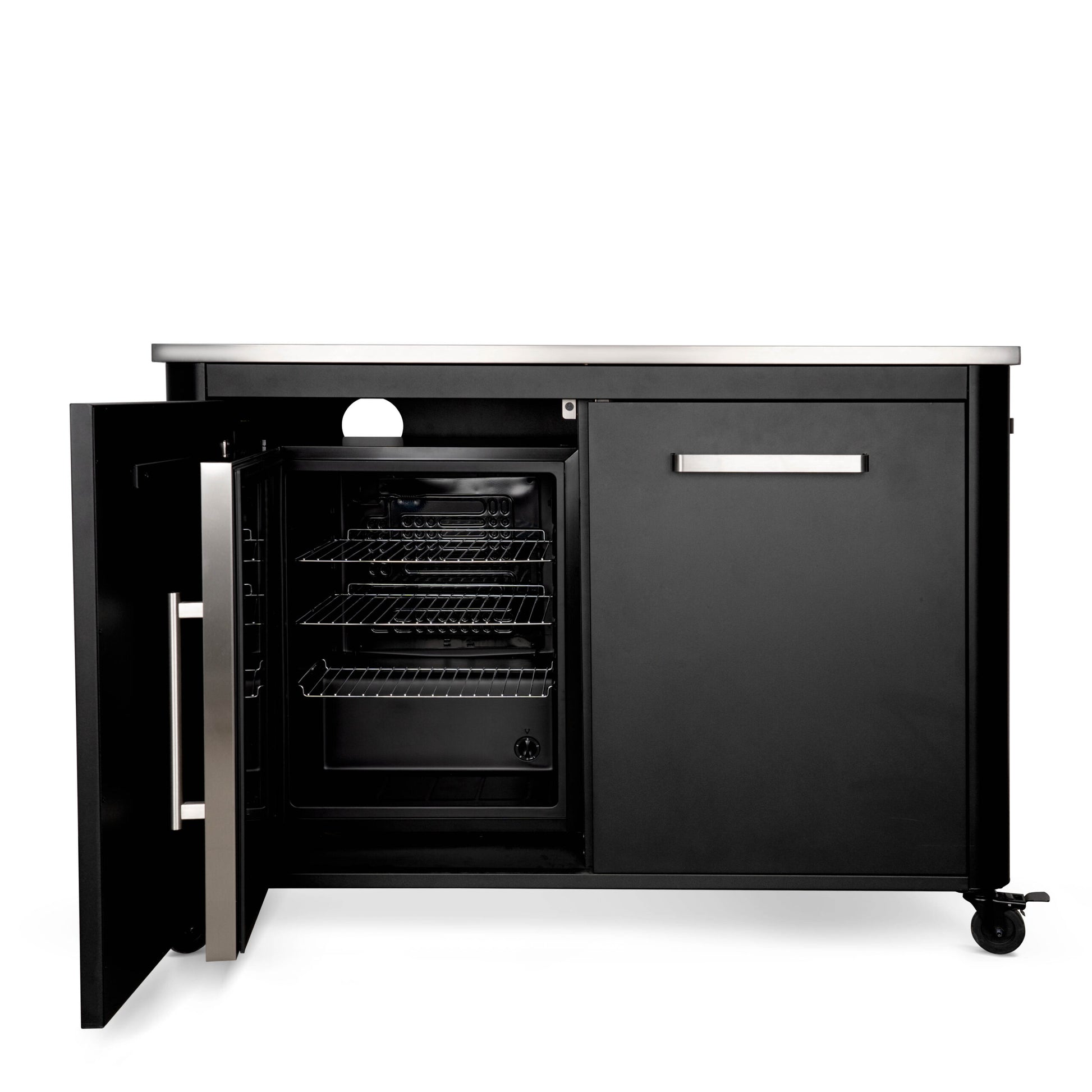 Cozze Fridge w/steel frame and glass front, 60 litres open