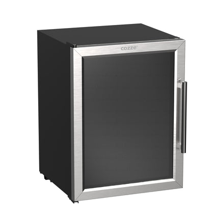 Cozze Fridge w/steel frame and glass front, 60 litres side