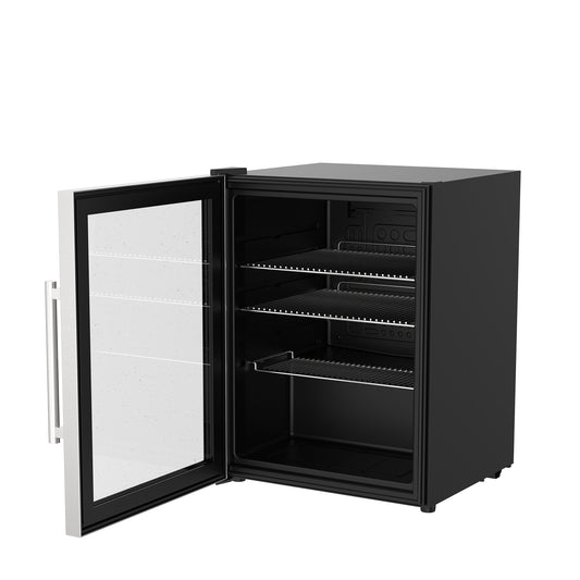 Cozze Fridge w/steel frame and glass front, 60 litres side open