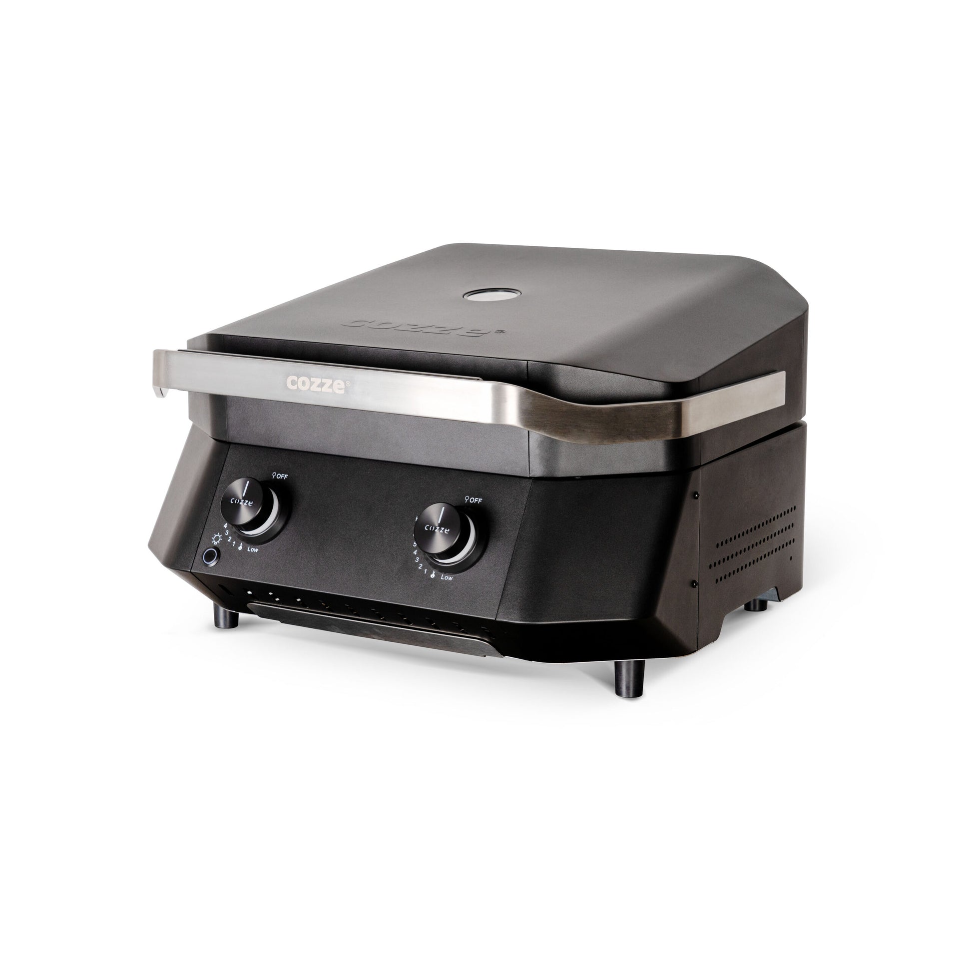 Cozze G-500 plancha with lid and 2 gas burners angular