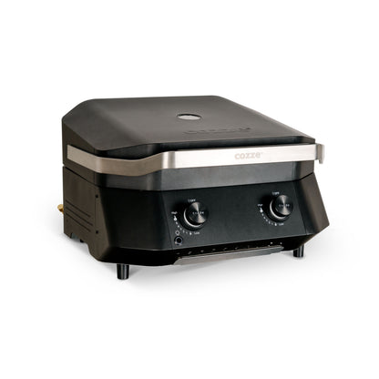 Cozze G-500 plancha with lid and 2 gas burners side