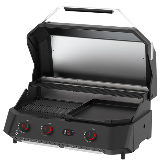 Cozze G-800 COMB0 Plancha-Grill, 3 Gas burners open