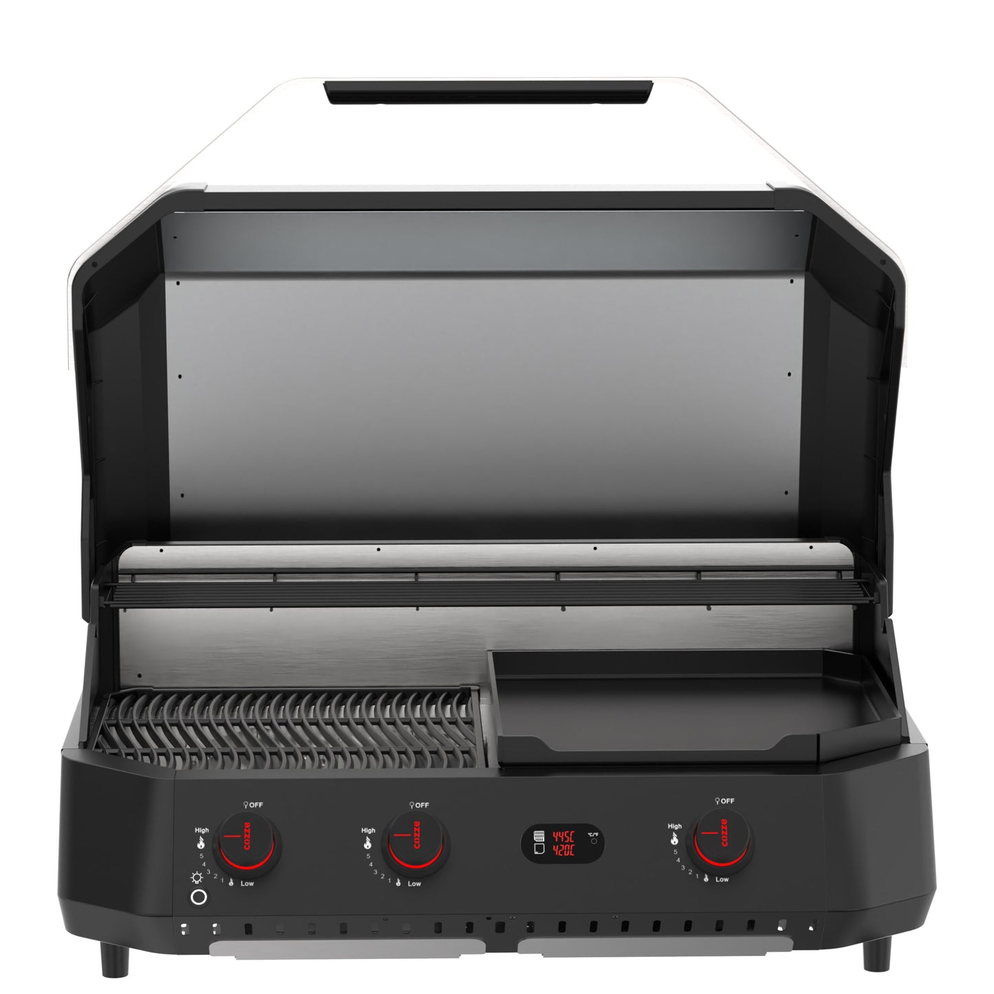 Cozze G-800 COMB0 Plancha-Grill, 3 Gas burners open front