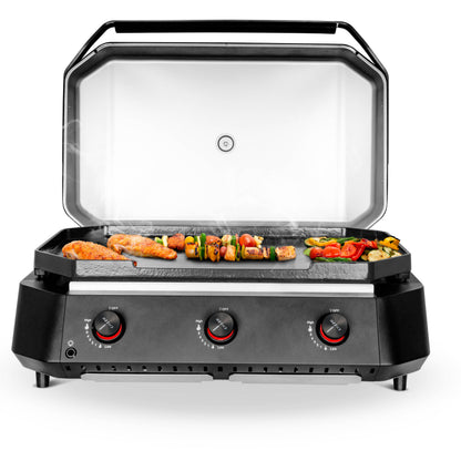 Cozze G-800 plancha with lid and 3 gas burners cooking