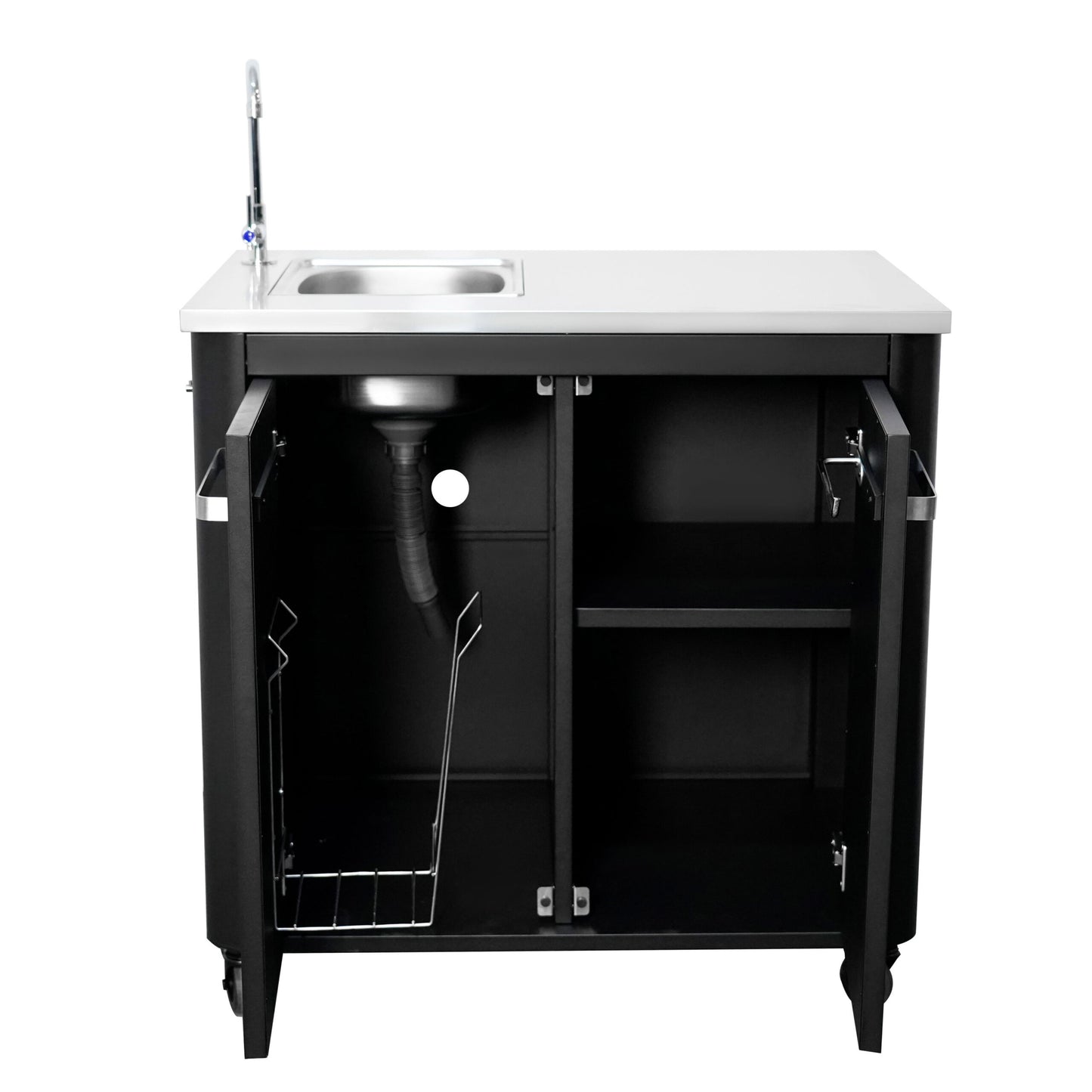 Cozze outdoor kitchen 90 with sink and tap open front