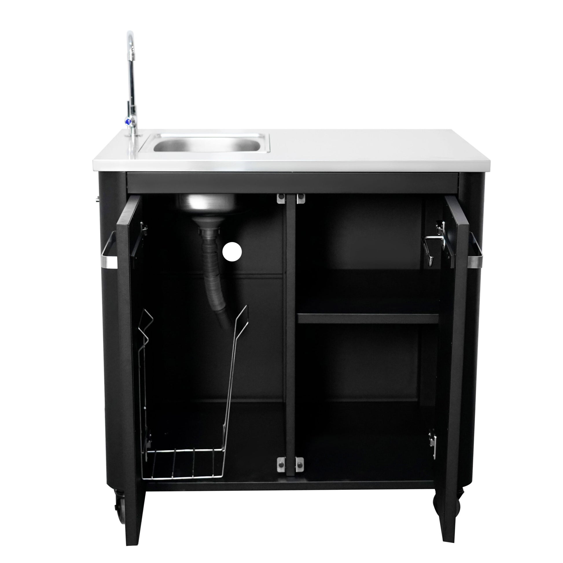 Cozze outdoor kitchen 90 with sink and tap open front