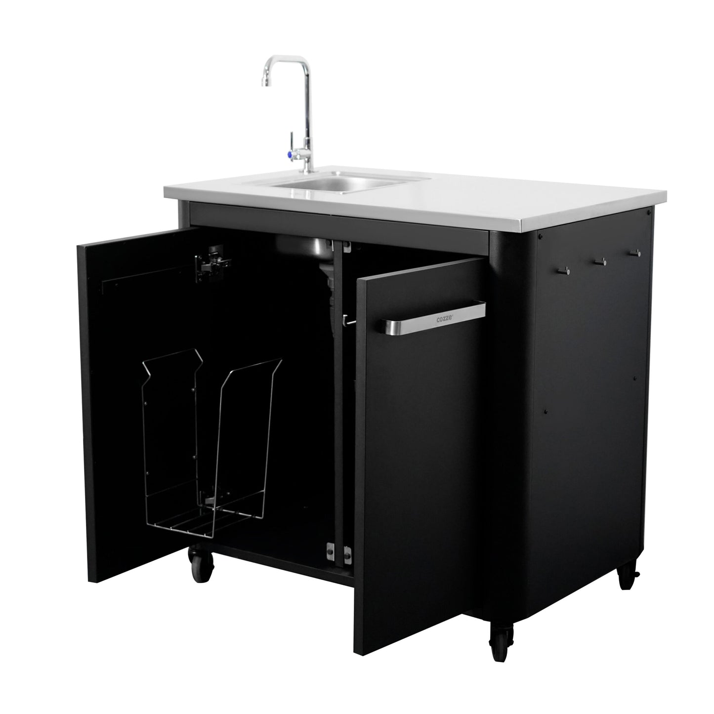 Cozze outdoor kitchen 90 with sink and tap open side