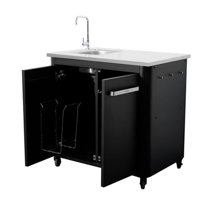 Cozze outdoor kitchen 90 with sink and tap open side