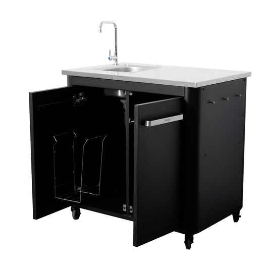 Cozze outdoor kitchen 90 with sink and tap open side