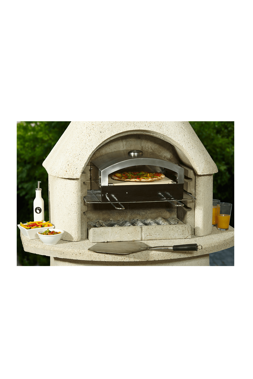  Universal Artisan Outdoor Pizza Oven Insert in outdoor grill